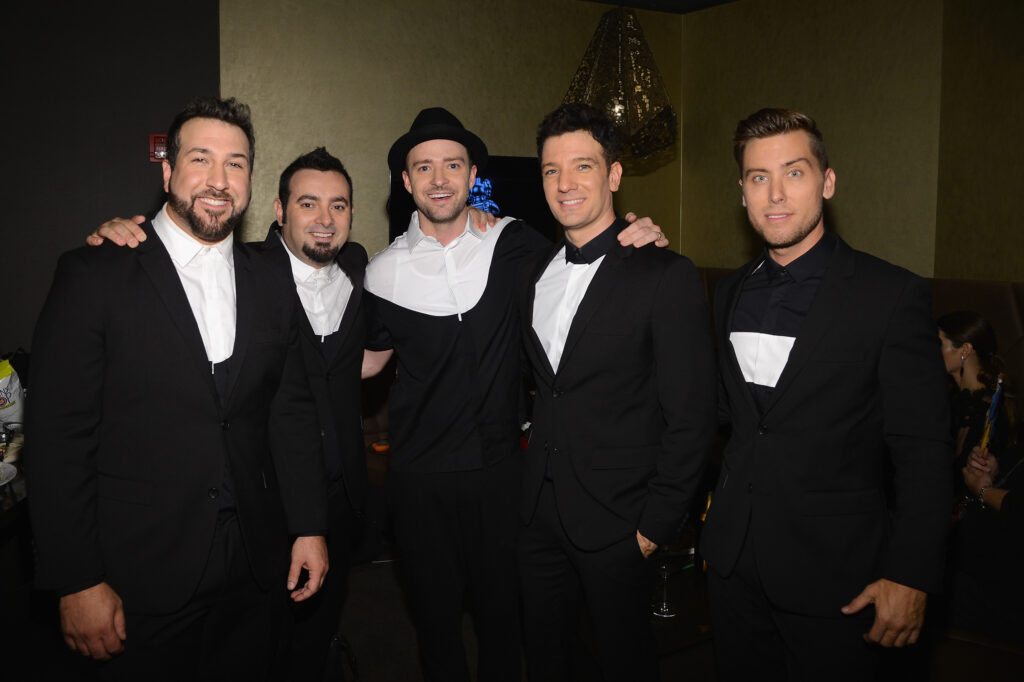 Joey Fatone, Chris Kirkpatrick, Justin Timberlake, JC Chasez and Lance Bass of N'Sync attend the 2013 MTV Video Music Awards.